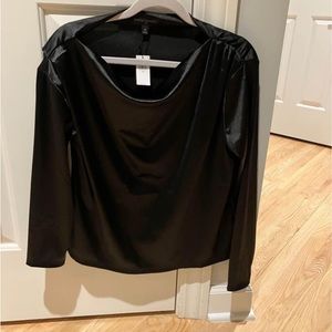 Banana republic off the shoulder black satin 3/4 sleeve length blouse.